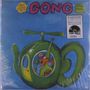 Texte: "GONG", "Flying Teapot", "Radio Gnome Invisible Part 1". Illustration: Grüne Teekanne mit Rotorblättern.
