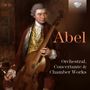 "3CD", "Abel", "Orchestral, Concertante & Chamber Works". Ein Porträt eines Mannes in historischer Kleidung mit einer Gambe.