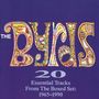 „The Byrds 20 Essential Tracks From The Boxed Set: 1965-1990“ in bunten, verzierten Buchstaben auf lila Hintergrund.
