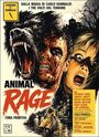 "ANIMAL RAGE", blutiger Mensch zwischen Werwolf und Frau, verängstigte Menschen fliehen. Szenen einer Nacht.