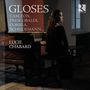 Texte: "GLOSES", "CABEZON, FRESCOBALDI, CORREA, SCHEIDEMANN...", "LUCIE CHABARD". Eine Frau sitzt an einem Cembalo.