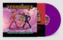 Text: "vengaboys, The Party Album!"  
Illustration: Vier tanzende Figuren in bunten Outfits, violette Schallplatte.