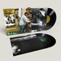 Text: "Endtroducing... DJ Shadow." Ein Album mit zwei Schallplatten. Cover zeigt einen Mann beim Durchstöbern von Platten.