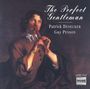 "The Perfect Gentleman", Patrick Denecker, Guy Penson. Mann spielt Flöte, Barockkleidung, sitzend, ernst.