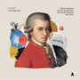 "MOZART Transfigurado. Mário Laginha, Daniel Bernardes, Bernardo Moreira, Joel Silva." Klassisches Porträt mit abstrakten Elementen.