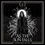 "AS THE SUN FALLS", "SONGS FROM THE VEIL". Illustration: Dunkle Gestalt mit fließenden Haaren vor leuchtendem Hintergrund.
