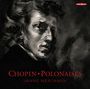 "Chopin · Polonaises Janne Mertanen." Dunkle, dramatische Illustration eines Mannes mit ernstem Ausdruck. Oben rechts: rotes Logo.