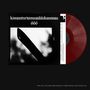 Text: kansanturvamusiikkikomissio 666. Eine Schallplatte mit einem abstrakten schwarz-weißen Cover und rotem Vinyl.