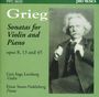 Edvard Grieg (1843-1907): Sonaten für Violine & Klavier Nr.1-3, CD