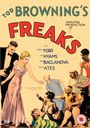 "FREAKS" in großen roten Buchstaben; oben "TOD BROWNING'S." Unten Illustrationen von Menschen in ungewöhnlichen Posen.