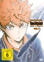 Text: "DRITTE STAFFEL HAIKYU!! KARASUNO VS. SHIRATORIZAWA VOL.1". Ein Junge mit orangefarbenem Haar sieht entschlossen aus.