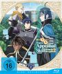 Text: "As a Reincarnated Aristocrat, I'll use my Appraisal Skill to rise in the world 2". Vier Figuren vor einer Burg.