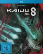 Text: "STAFFEL 1", "KAIJU NO. 8", "FSK ab 16 freigegeben". 

Illustration eines monsterhaften Wesens mit leuchtenden Augen.