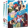 "The Devil is a Part-Timer!!" in großen Buchstaben, bunte Anime-Charaktere in verschiedenen Posen auf blauem Hintergrund.