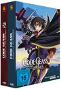 "CODE GEASS Lelouch of the Rebellion". Ein junger Mann in lila Mantel, Roboter im Hintergrund. FSK 16. Gesamtstaffel 1.