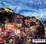 Text: "Suzhou, Kiku feat. Blixa Bargeld." Verzerrte, farbenfrohe Stadtansicht mit Lichtern unter einem wolkigen Himmel.