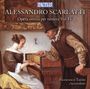 "Alessandro Scarlatti, Opera omnia per tastiera Vol. IV, Francesco Tasini, clavicembalo." Ein Gemälde zeigt zwei Personen am Cembalo.