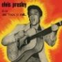 "elvis presley, il re del 'rock 'n' roll'" steht über einem schwarz-weißen Bild eines Sängers mit Akustikgitarre. Hintergrund: Rot-Gelb.