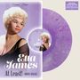 "Etta James At Last! + Bonus Tracks" steht auf einem Albumcover mit Foto einer Frau. Daneben eine lilafarbene Schallplatte.