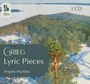 Logo: "3 CD, Grieg, Lyric Pieces, Angelo Martino". Landschaftsgemälde mit schneebedeckten Bäumen und Blick auf ein Gewässer.