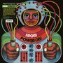 Text: "FROM POWER ON!"

Eine bunte, retro-futuristische Illustration zeigt eine Figur mit Kabeln am Helm.