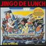 "Jingo De Lunch" und "Axe to Grind". Buntes Gemälde von Figuren in einem Boot, viele Blumen und Fische.
