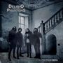 "DELIRIO AND THE PHANTOMS" oben links, "STRANGE PHENOMENA" unten rechts. Dunkle Gestalten in einem verfallenen Raum.
