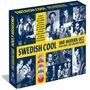 "Swedish Cool and Modern Jazz 1949-1959: The Golden Years." Fotos von Jazzmusikern, blau-gelbes Design, Vinyl-Schachtel.