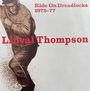 Oben "Ride On Dreadlocks 1975-77", Mitte "Linval Thompson". Illustration eines tanzenden Mannes in Retro-Stil.