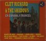 Text: "CLIFF RICHARD & THE SHADOWS EN ESPAÑOL Y FRANCÉS" und Liederliste auf rotem Hintergrund. Foto von fünf Männern vorne.