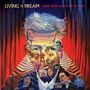 "Living the Dream. Music from David Lynch's Films." Farbenfrohe Illustration mit filmischen Elementen, Gesichtern und Landschaften.