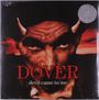 Texte: "DOVER", "devil came to me". Gesicht mit Hörnern, ernster Ausdruck, roter Hintergrund.