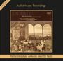"AudioNaute Recordings", "LAUDATE!", Musik aus "Dubensamlingen". Sepia-Bild mit Musikern in historischem Raum, barocke Szene.