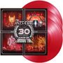 „Ayreon 30th Anniversary: An Amazing Flight Through Time 1995–2025.“ Zwei rote Vinyl-Schallplatten visuell dargestellt.