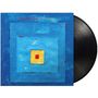 "Robin Trower" und "Shine" stehen oben. Kunstwerk mit blauen Quadraten, gelbem Zentrum mit rotem Quadrat. Vinyl sichtbar.