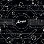 "The Scaners" und "B-Sides & Rarities" in der Mitte. Geometrische Kreise und Linien verteilen sich auf schwarzem Hintergrund.