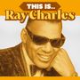 Text: "THIS IS... Ray Charles". Illustration eines lächelnden Mannes mit Sonnenbrille und Anzug.