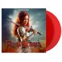 "Original Motion Picture Soundtrack: Red Sonja" steht oben. Eine rothaarige Frau mit Schwert und Rüstung ist dargestellt.