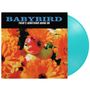 Plattencover: "BABYBIRD" oben, darunter "THERE'S SOMETHING GOING ON." Gummiente zwischen orangefarbenen Blumen. Hellblaue Vinyl-Schallplatte.