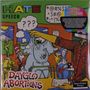 „HATE SPEECH“ oben links, „DAYGLO ABORTIONS“ unten links. Bunte Illustration mit Cartoon-Tieren in einem Klassenzimmer.