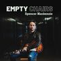 Text: "EMPTY CHAIRS Spencer Mackenzie." Ein Mann in Lederjacke sitzt mit Gitarre in einem dunklen Flur auf einem Stuhl.
