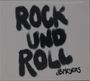 "ROCK UND ROLL" in großen, schwarzen Buchstaben, darunter kleiner "JBMEYERS". Helles Hintergrund.