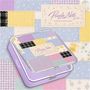 "Purple Note KIT Ver." steht oben und auf einer lila Schachtel, die ein Patchwork-Design mit Pastellfarben zeigt.