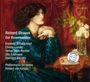 Texte: Richard Strauss, Der Rosenkavalier. Auflistung von Künstlern und Dirigent. Illustration: Frau in grünem Kleid, rote Vorhänge.