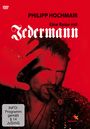 Text: "PHILIPP HOCHMAIR" und "Eine Reise mit Jedermann". Eine Person mit Zigarette in intensivem Rot, Hand erhoben.