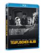 Blu-ray-Box: "TEUFLISCHES ALIBI", Film von Joseph Losey. Schwarz-Weiß-Bild: Mann in Haft, Polizist im Hintergrund.