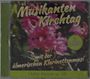 "Musikanten Kirchtag", "mit der ännerischen Klarinettenmusi", "Huby Mayer die 58.", Hintergrund von pinken Blüten.