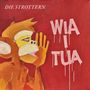 Text: "DIE STROTTERN" oben, "WIA I TUA" rechts. Illustration eines rufenden Affen auf rotem Hintergrund.