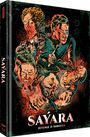 Text: SAYARA, Revenge is Darkness. Zeichnung von kämpfenden Menschen mit ausdrucksstarken Gesichtern und kräftigen Farben.