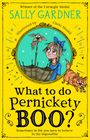 „What to do Pernickety Boo?“ Illustration mit Mädchen, dem Hund im Regenschirm und Katze auf gelbem Hintergrund.
